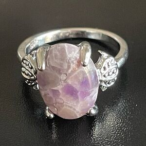 Purple amethyst S925 silver women ring size 7